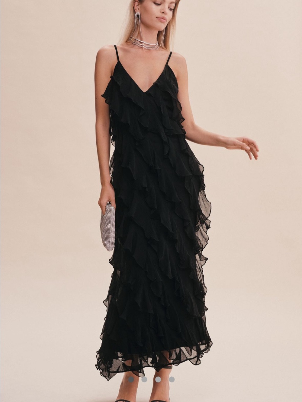 BHLDN Jia Bias-Cut Ruffled Dress